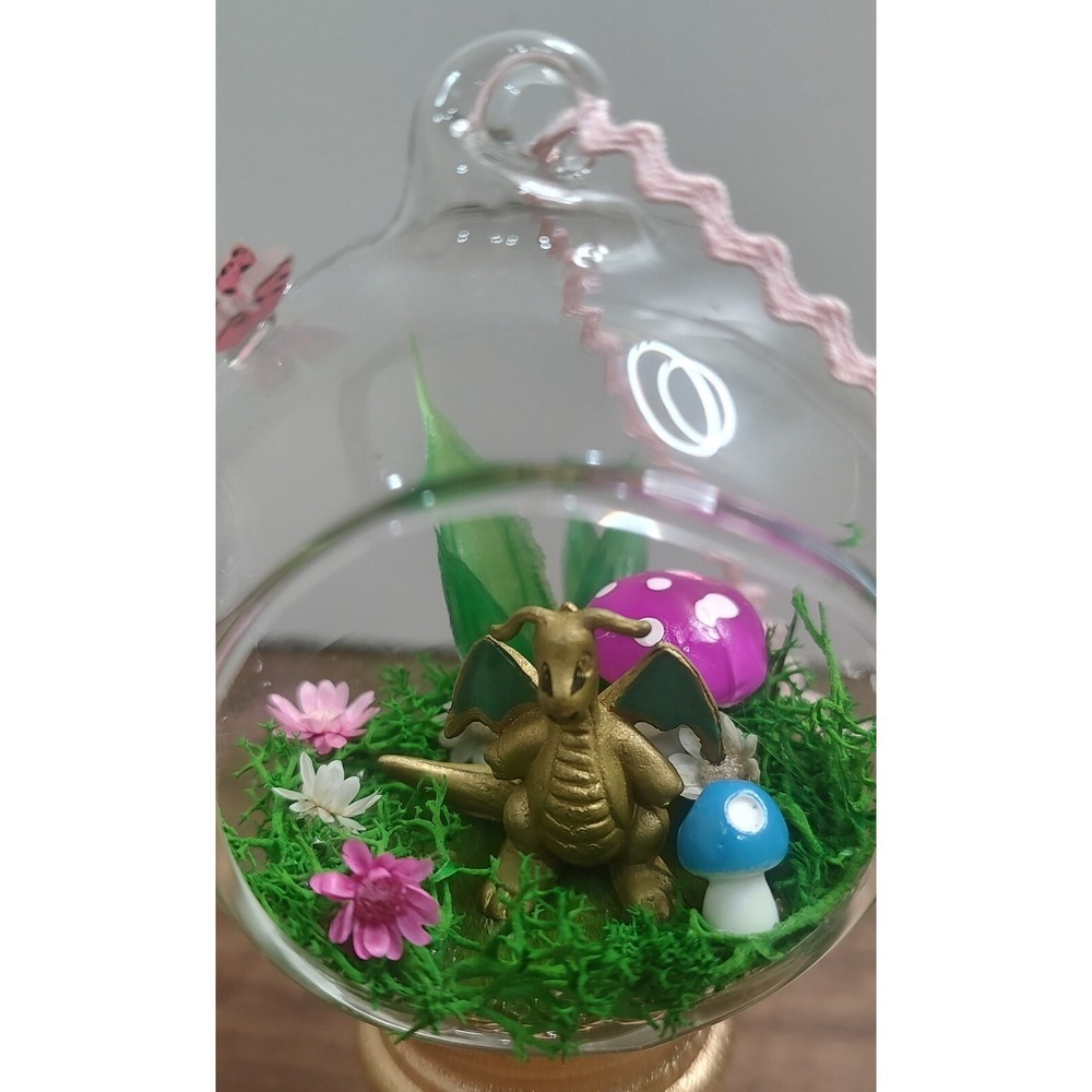 Dragonite Christmas Ornament Handmade Glass Diorama Pokemon Anime Fairy Garden